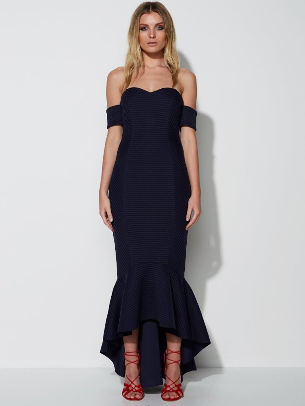 MOSSMAN Lovers Rock Scuba Ribbed Maxi Dress Navy Size US 8